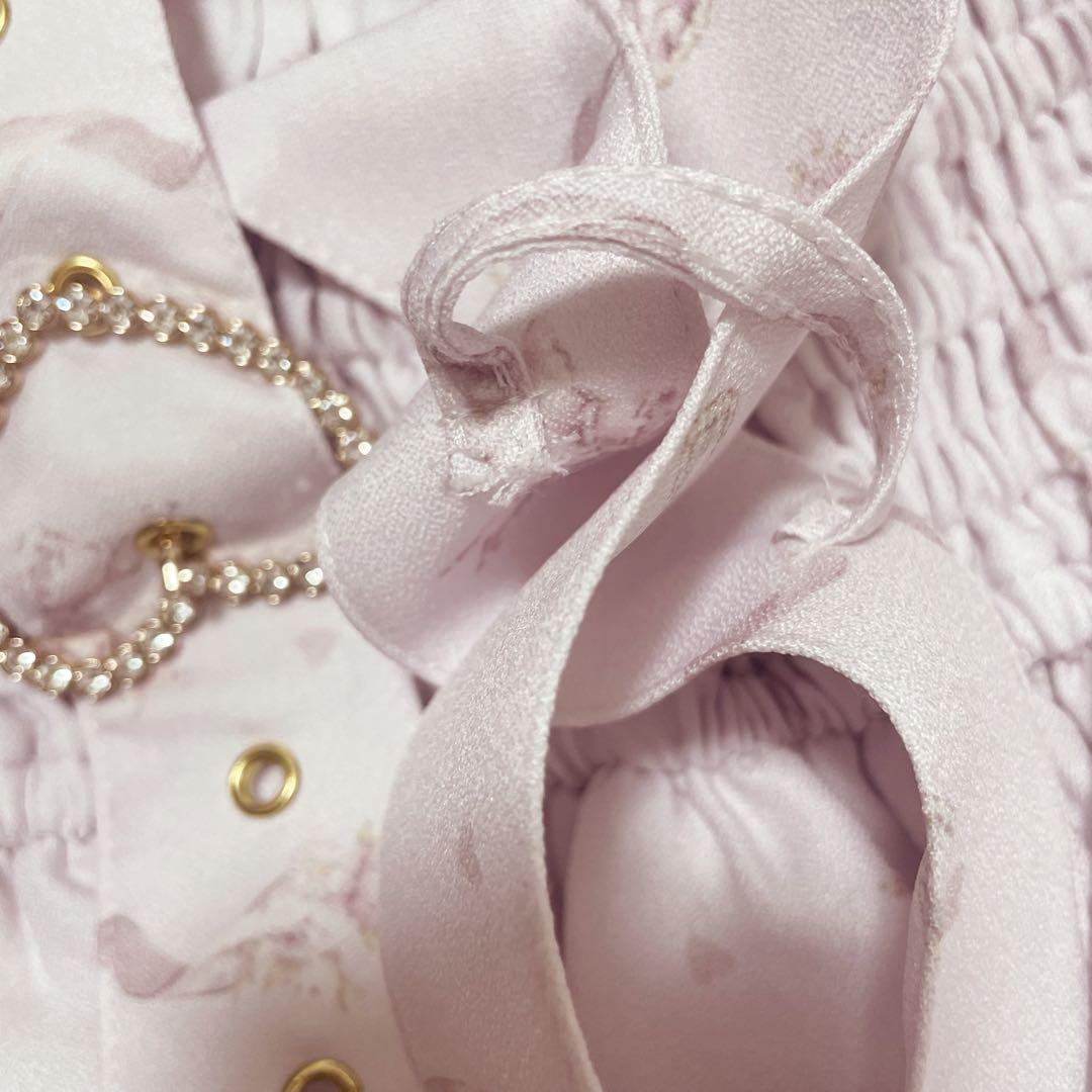 LIZLISA girls party柄 サスペンダー付きスカート ピンク