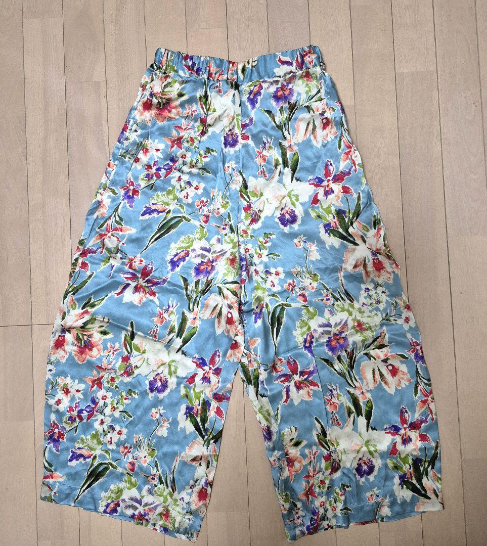 ジュンヤワタナベコムデギャルソン レーヨンパンツ 水色 花柄 AD2019