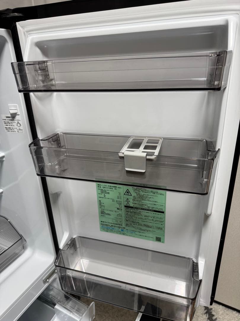 東芝GR-V15BS(K) 2ドア冷蔵庫 (153L右開き) セミマットブラック