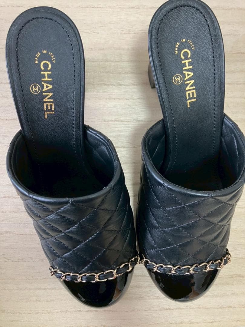 【極上】Chanel マトラッセ チェーンサンダル 38C 約24cm シャネル