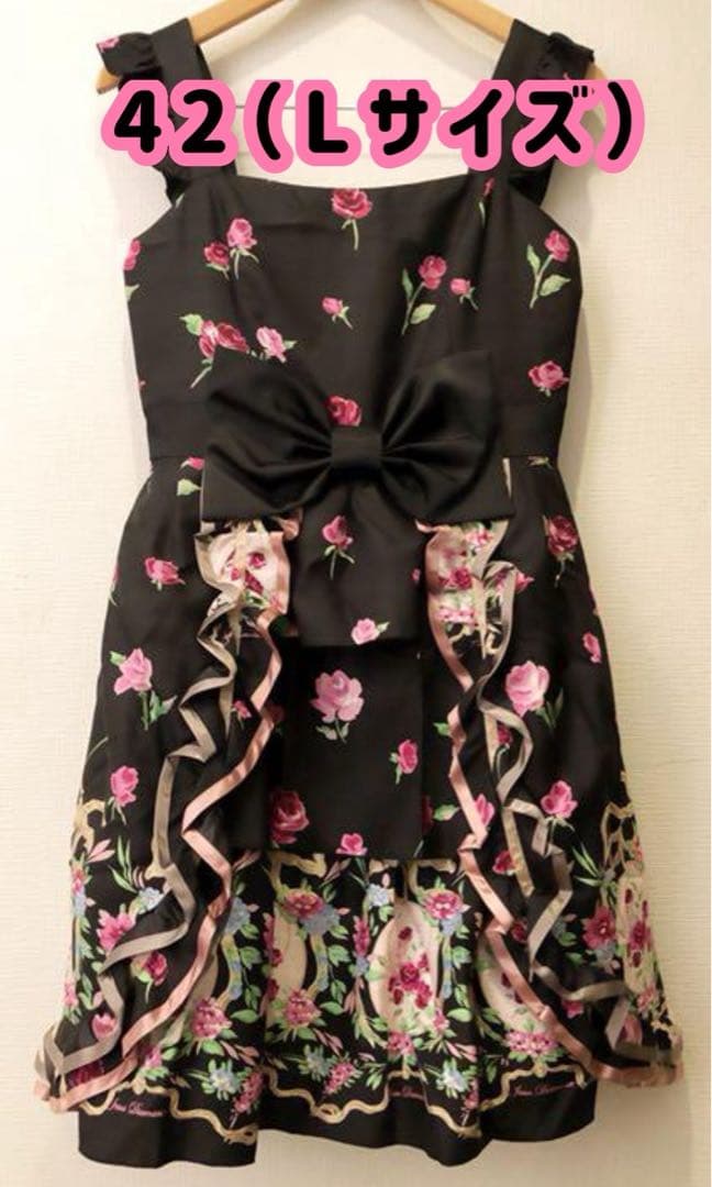 Jesus Diamante エンジェルワンピ オーナメントリボン柄 黒 42