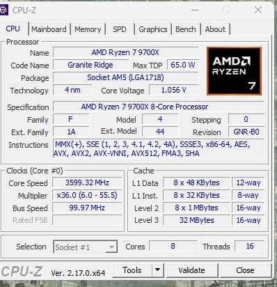 Ryzen7 9700x 動作確認済