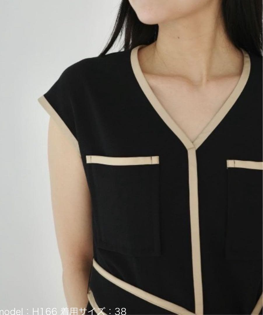 ▼完売✨現行25SS✨エストネーション【38】バイカラー パイピング ワンピース