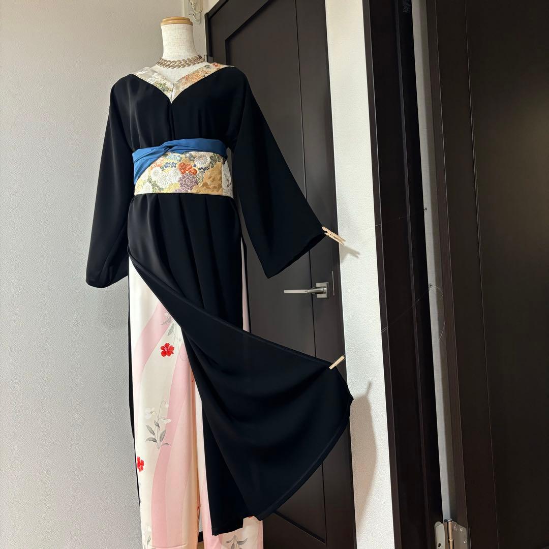 彩　着物リメイク♪華やかな和風アオザイ❣️花柄