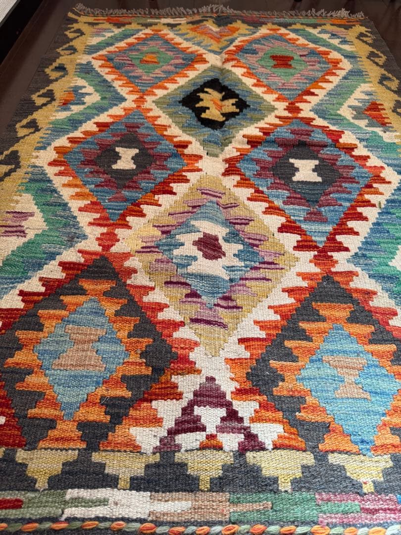 Vol.4アフガニスタン　遊牧民　手織りキリム　アクセントラグ　128×88②