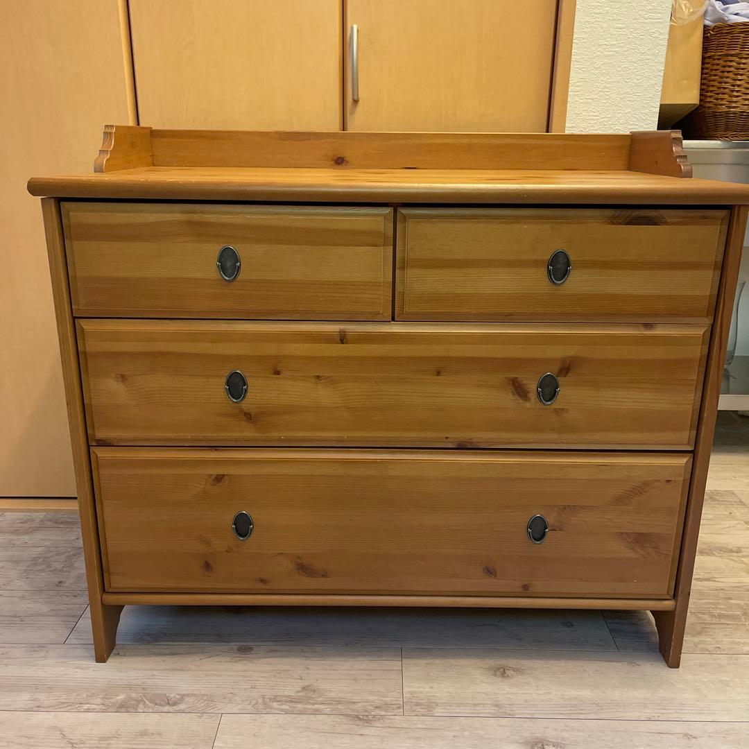 木製シンプルチェスト 4段　北欧家具　天然木