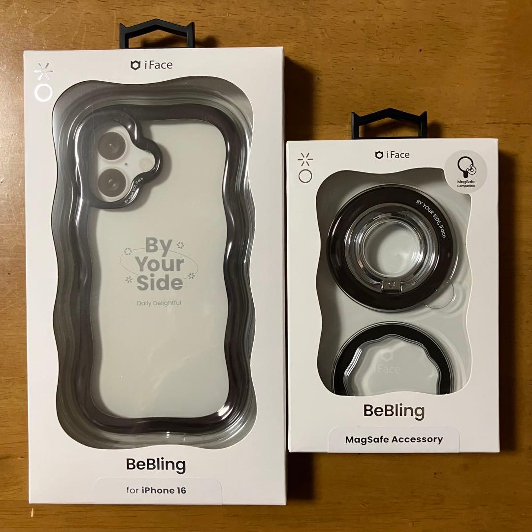 ブラックiFace BeBling for iPhone 16 + リングセット