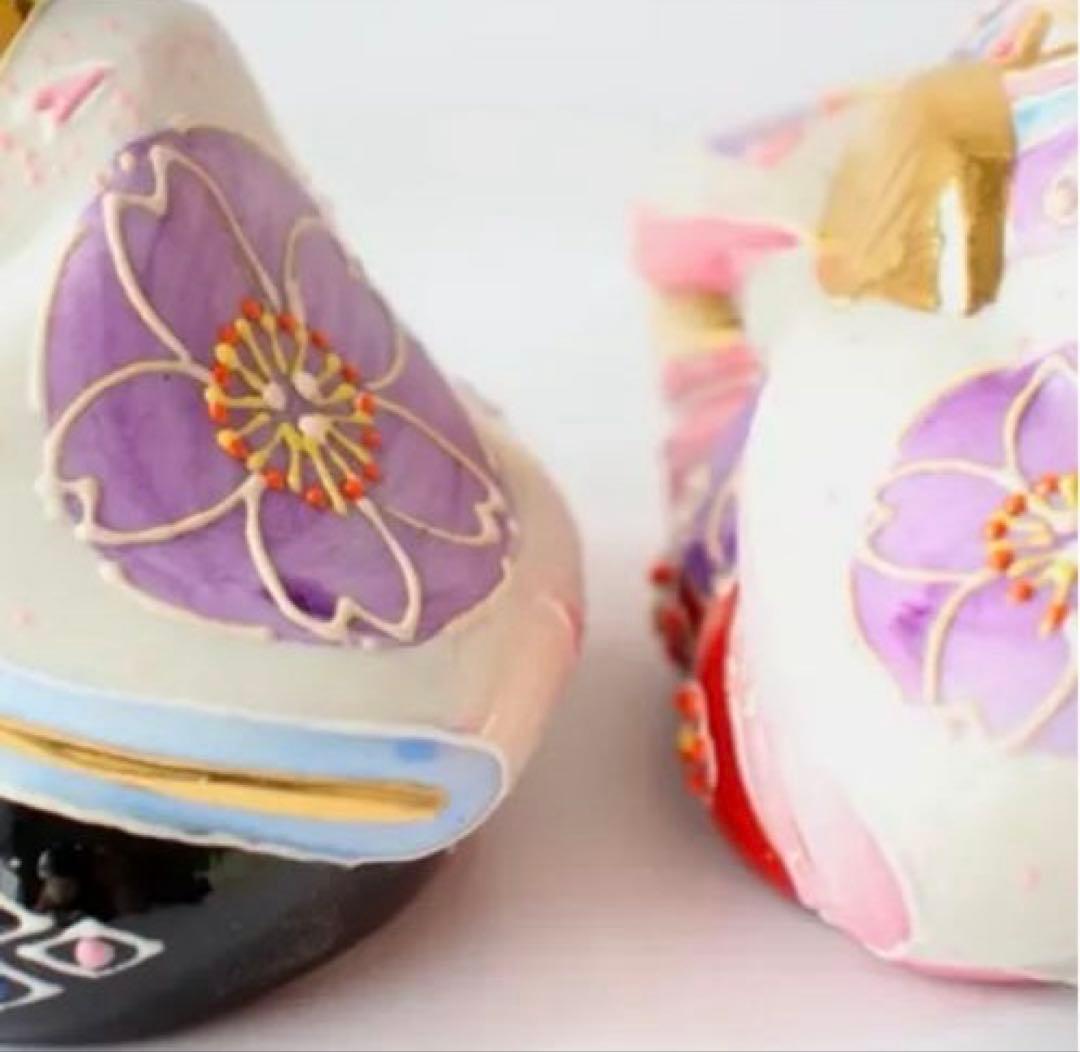 新品☆九谷焼 雛人形 お雛様 友山窯 親王飾り 陶器 屏風付き 台座付き