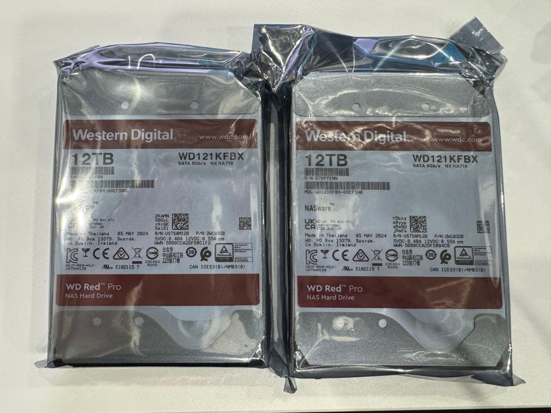 Western Digital Red Pro 12TB 2台