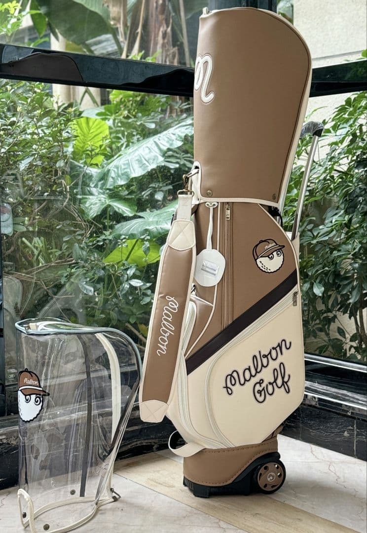 即発送現品限★Malbon Golf キャディバッグ ベージュキャスター付き