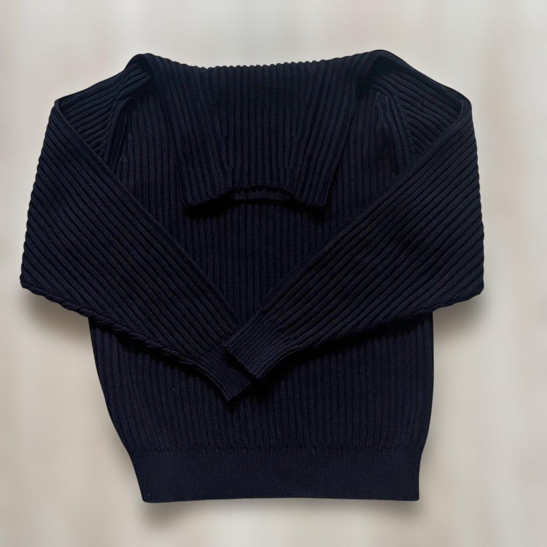 美品！ everyone ネイビー タートルネック リブニット セーター M
