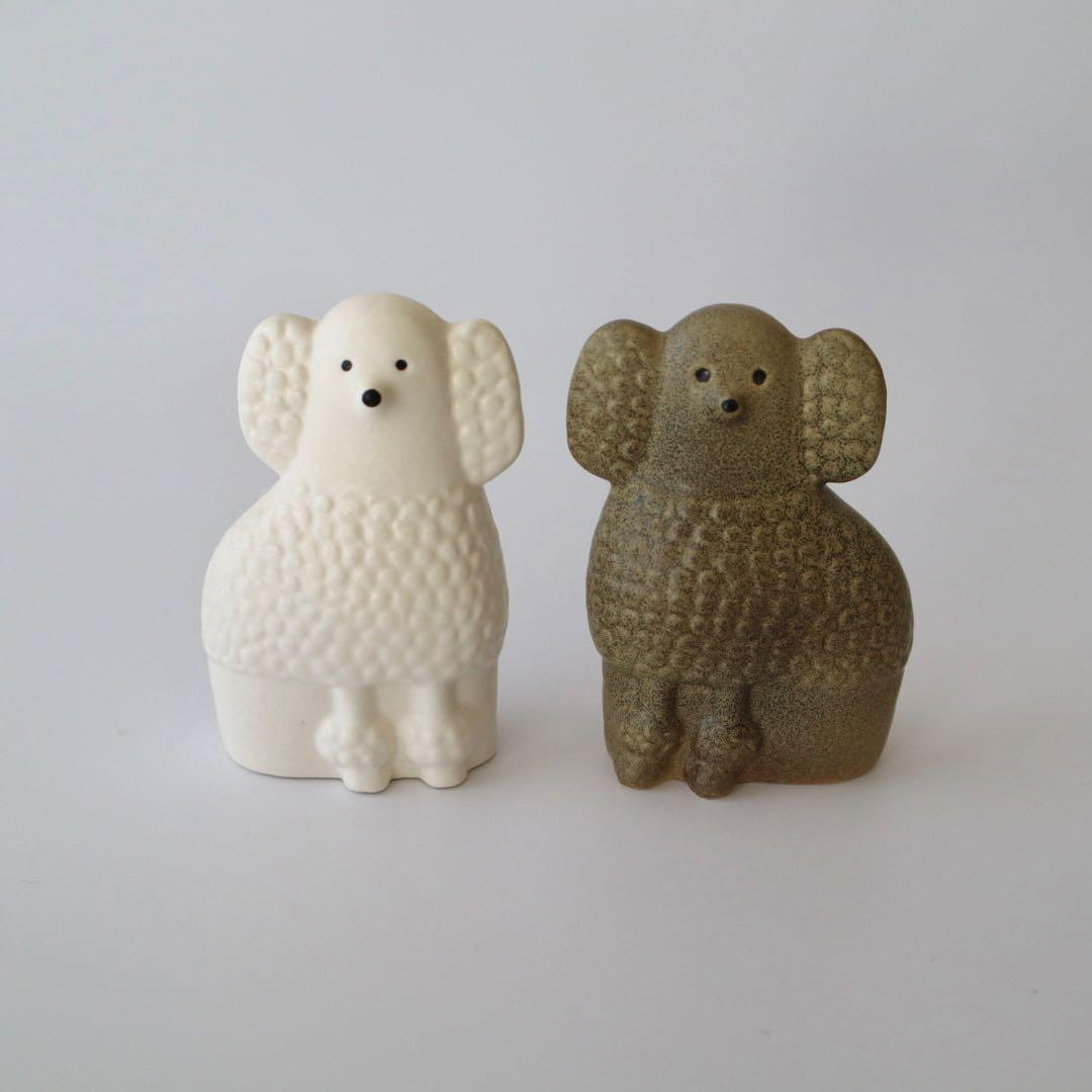 リサラーソン　プードル　グレー・ホワイト2点セット