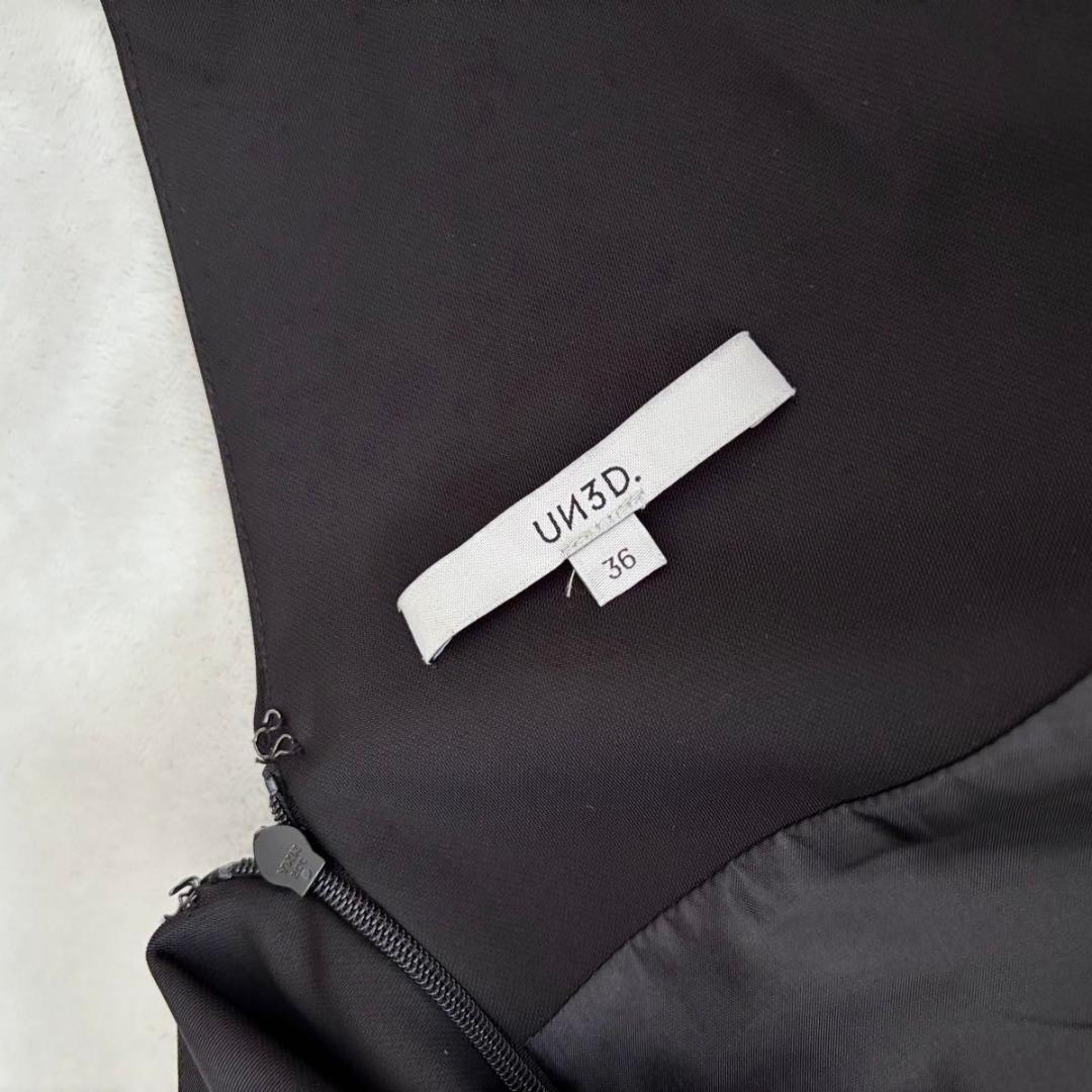 UN3D. ブロッキングミックスワンピース　ブラック　ジャンスカ アンスリード