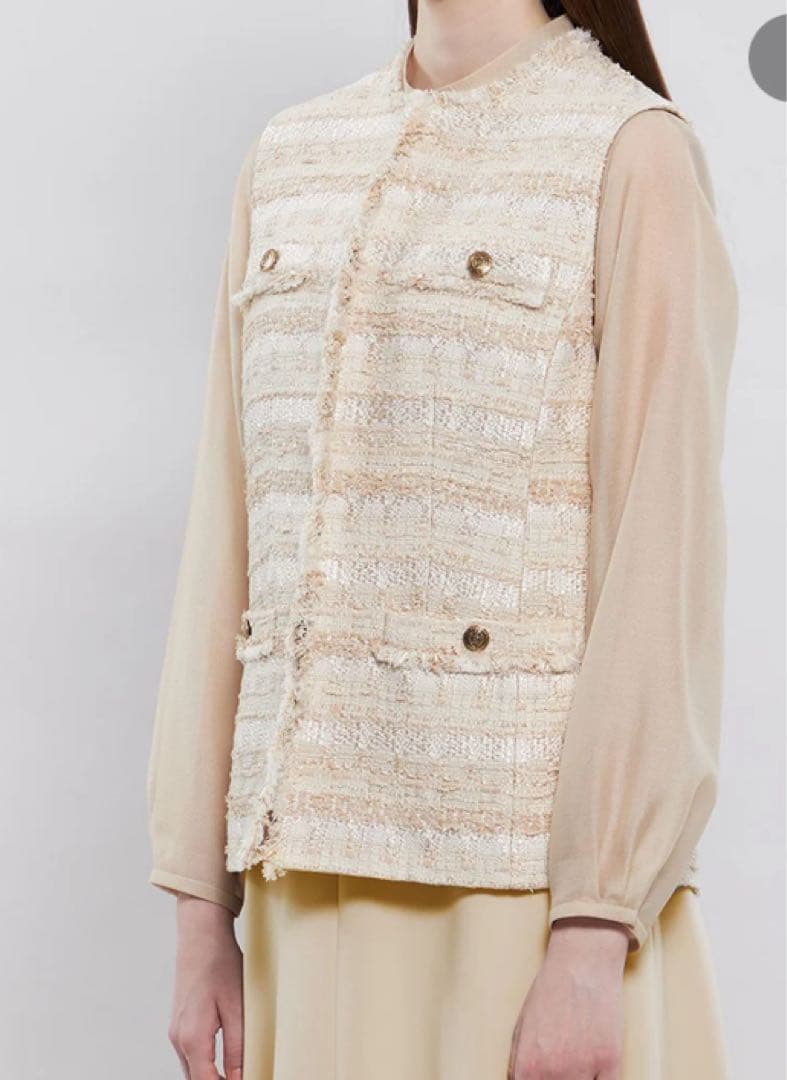 美品✨EPOCA エポカファンシーツィード ノーカラージレ