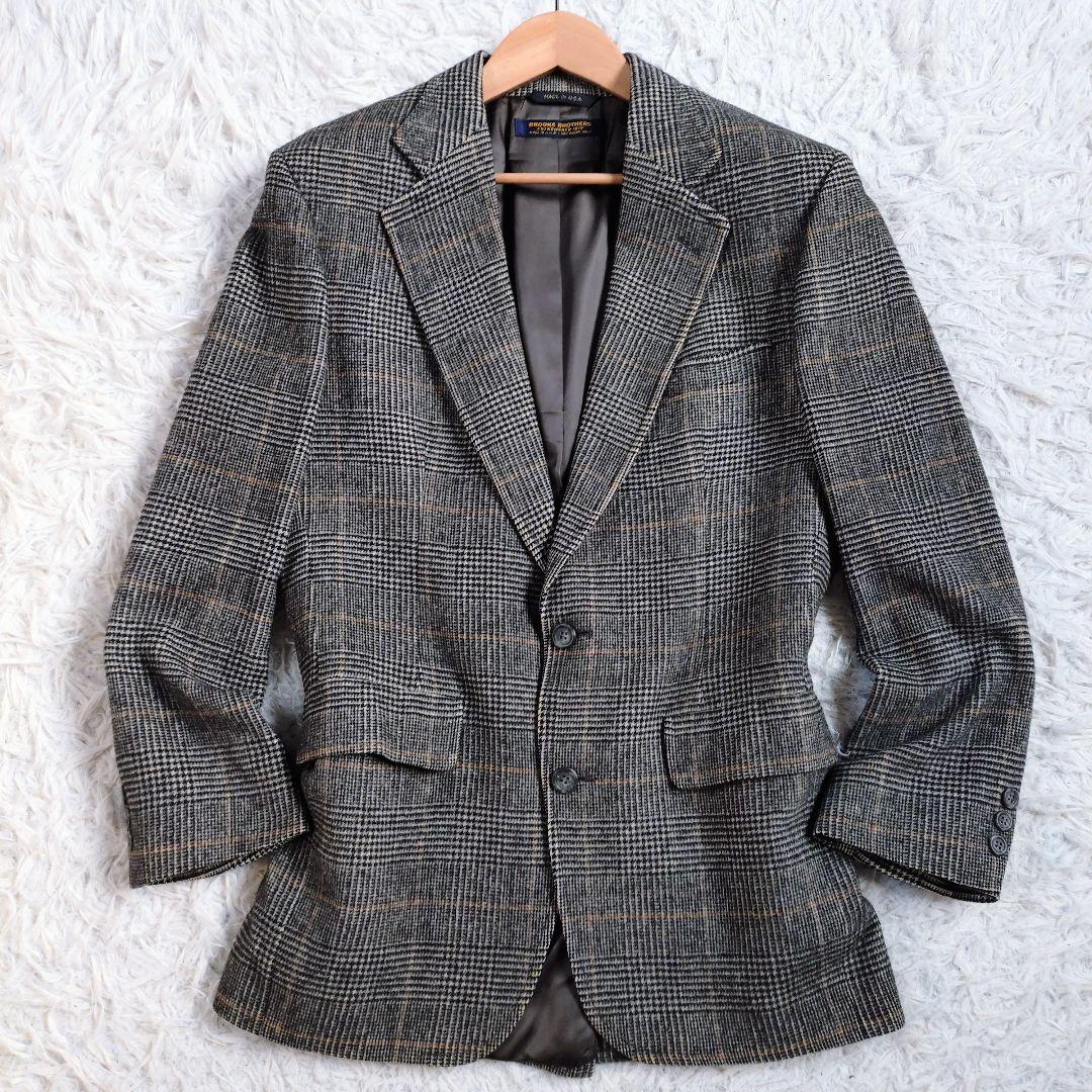 CAMEL 100%　テーラードジャケット　USA製　千鳥格子　L相当　グレー系