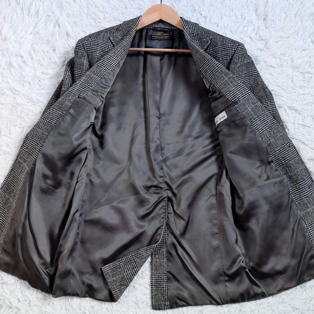 CAMEL 100%　テーラードジャケット　USA製　千鳥格子　L相当　グレー系