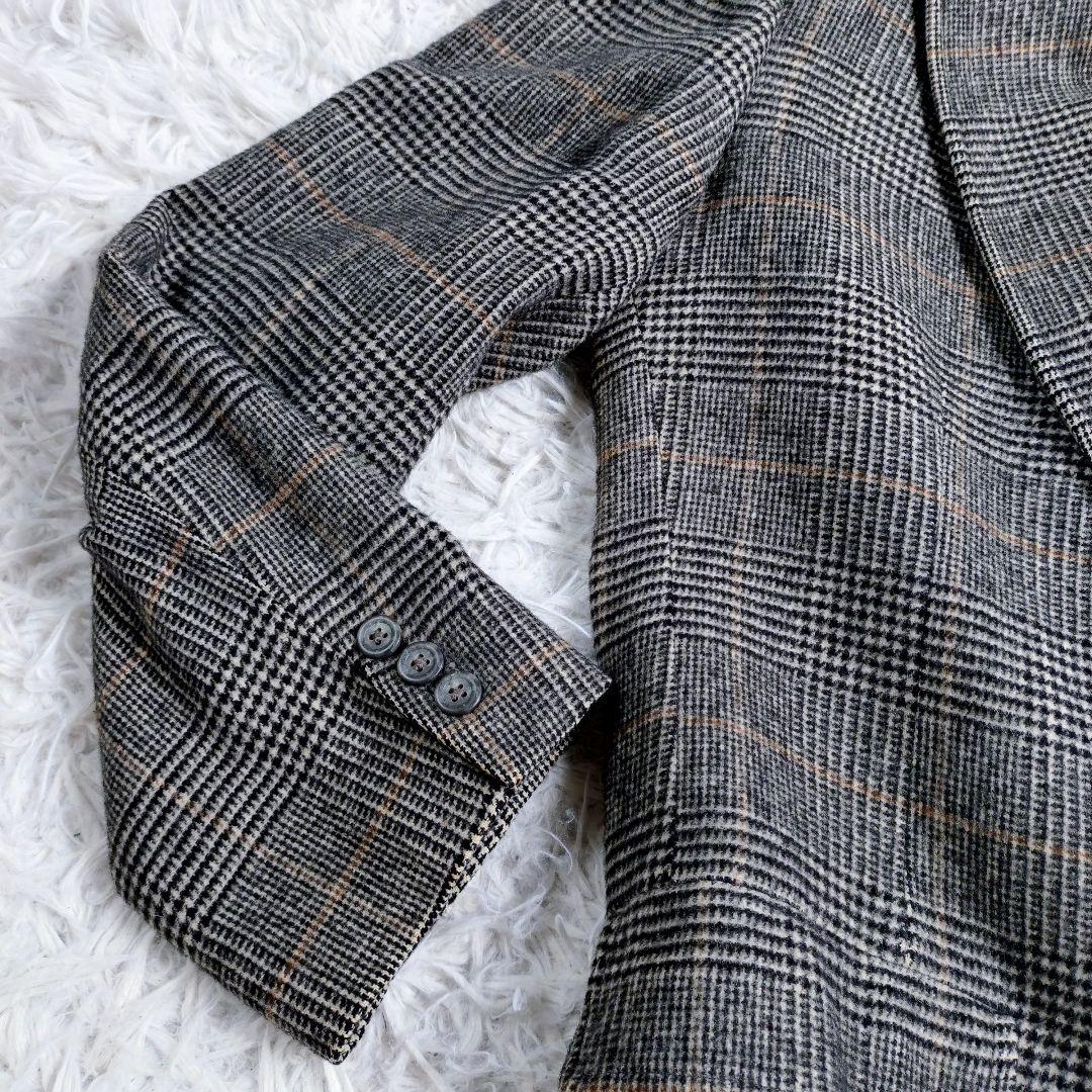 CAMEL 100%　テーラードジャケット　USA製　千鳥格子　L相当　グレー系