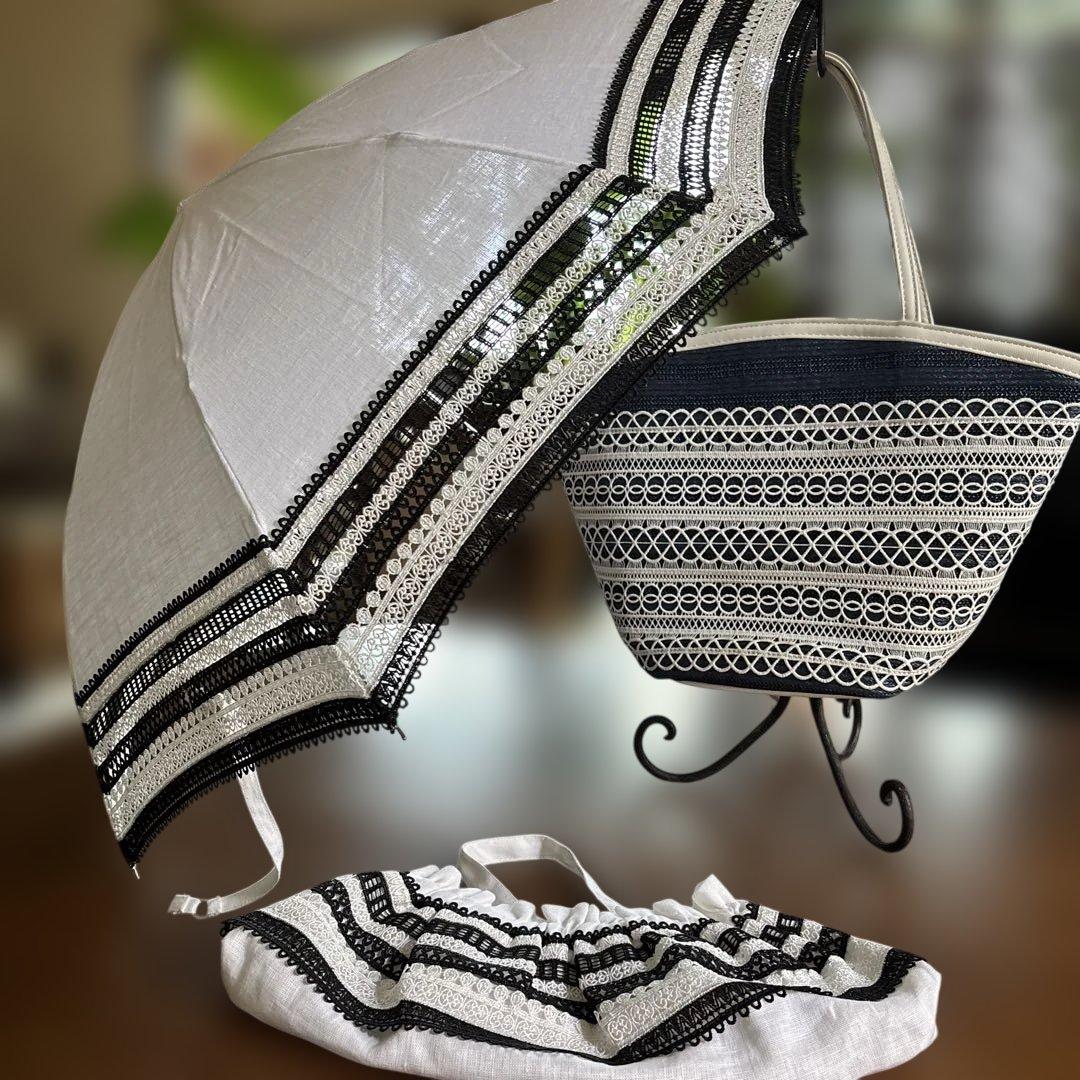 近沢レース　未使用　折りたたみ日傘 カゴバック