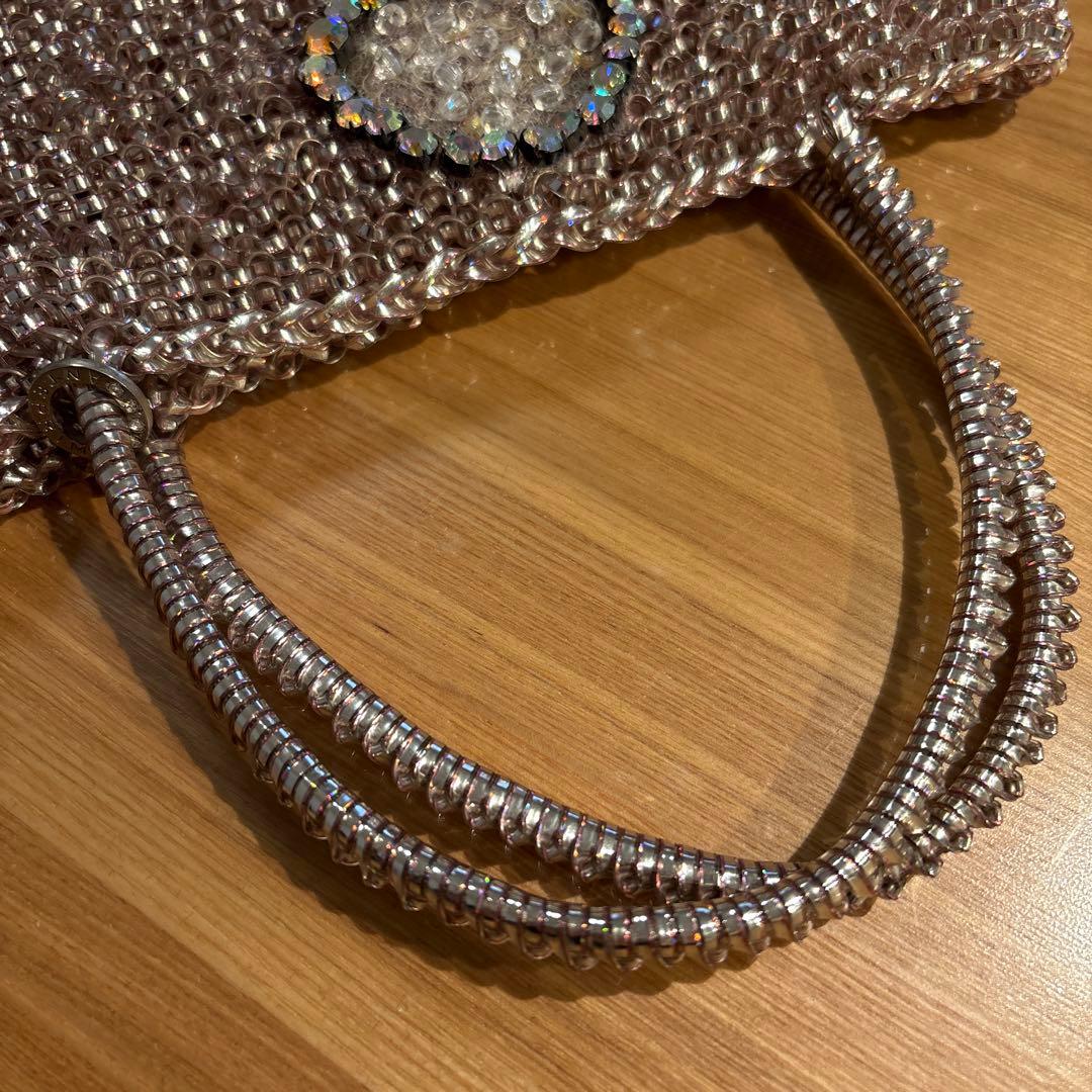 未使用☆ANTEPRIMA クリア・ピンク　ワイヤーバッグ　パールリボン