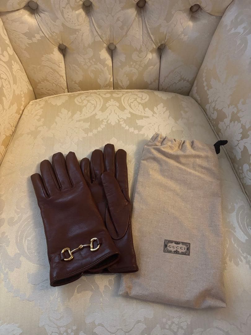GUCCI 箱あり ブラウンレザー手袋