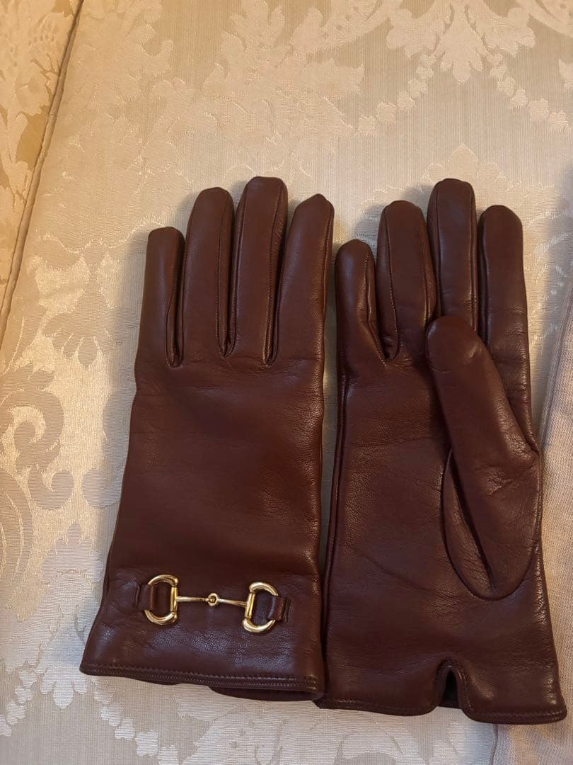 GUCCI 箱あり ブラウンレザー手袋