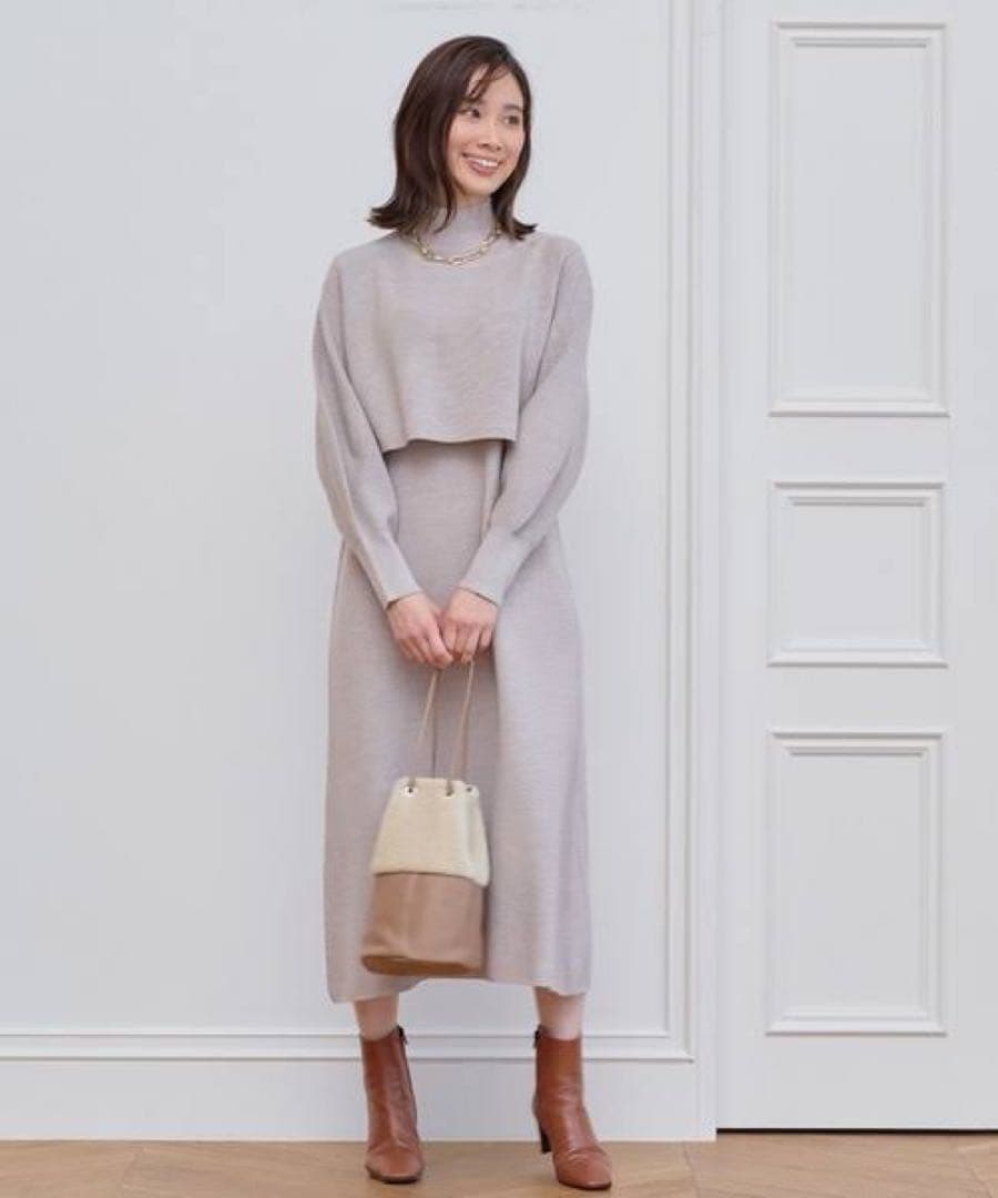 ANAYI　アナイ メリノウール アンサンブルニットワンピース