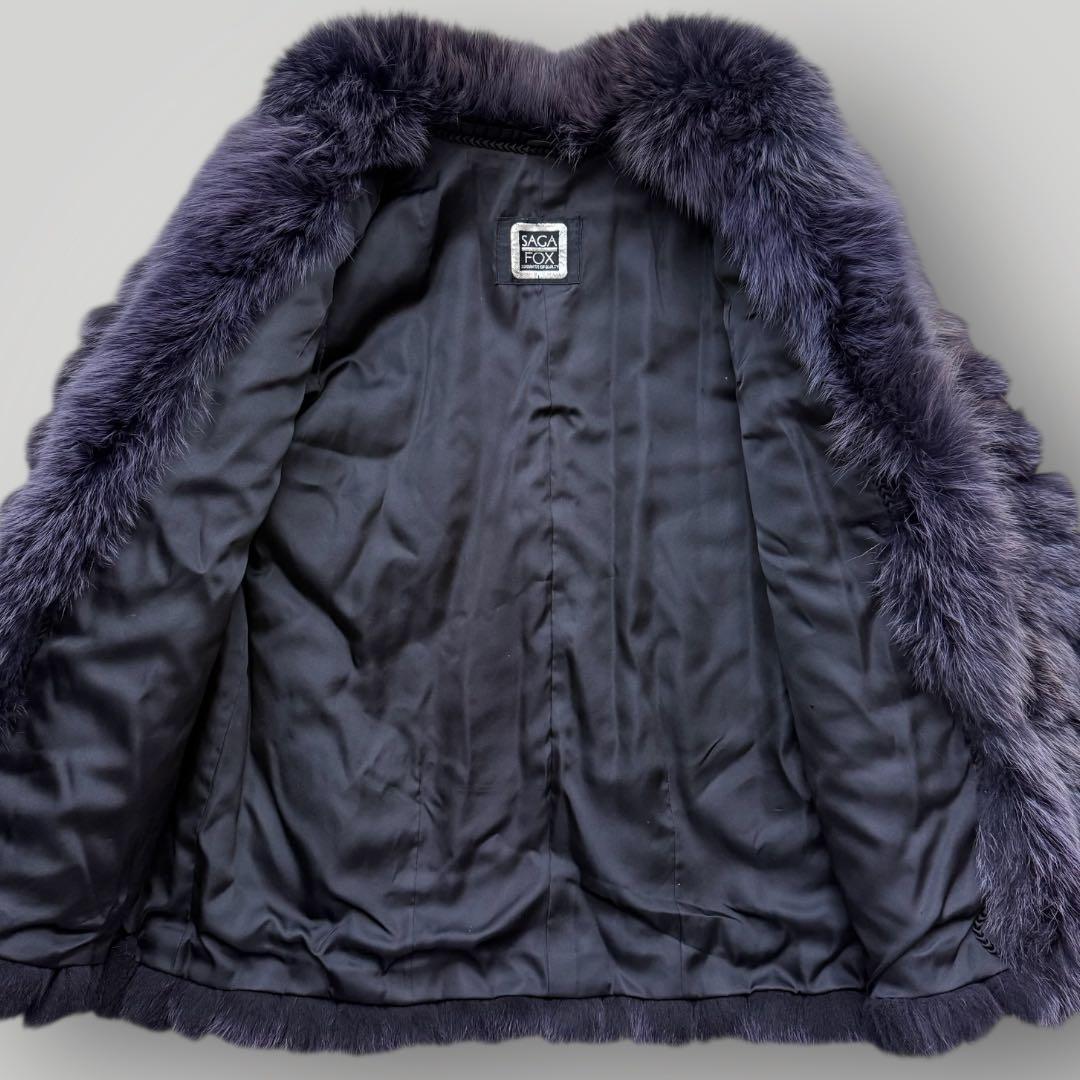 本毛皮☆SAGA FOX カラーフォックス パープル 染め ファーコート 13号