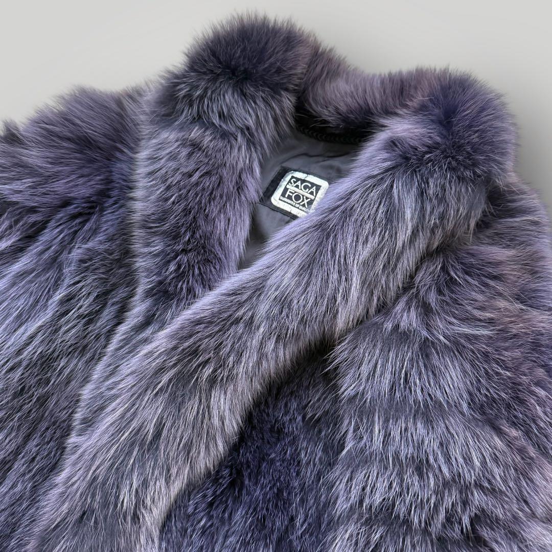 本毛皮☆SAGA FOX カラーフォックス パープル 染め ファーコート 13号