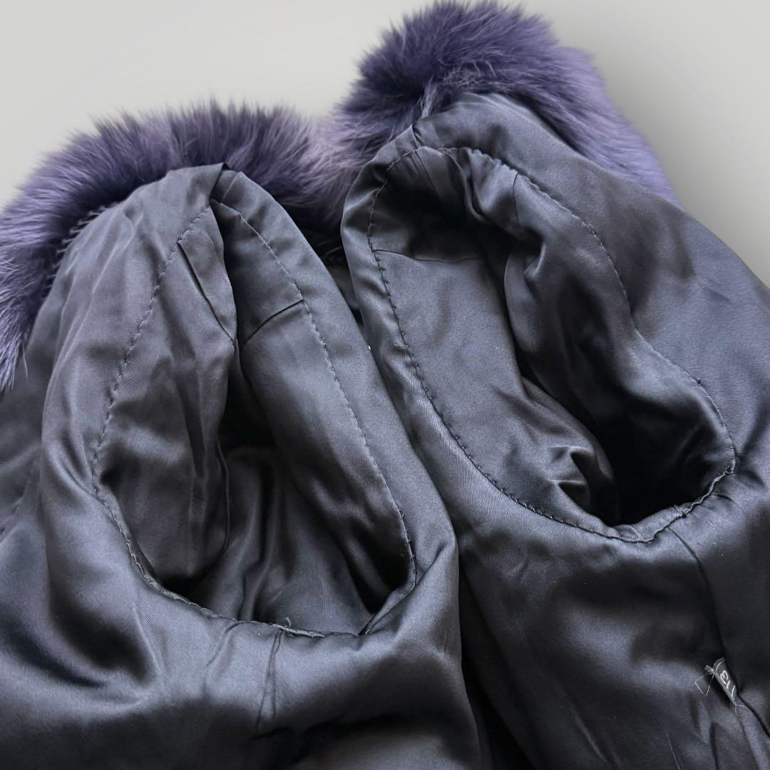 本毛皮☆SAGA FOX カラーフォックス パープル 染め ファーコート 13号