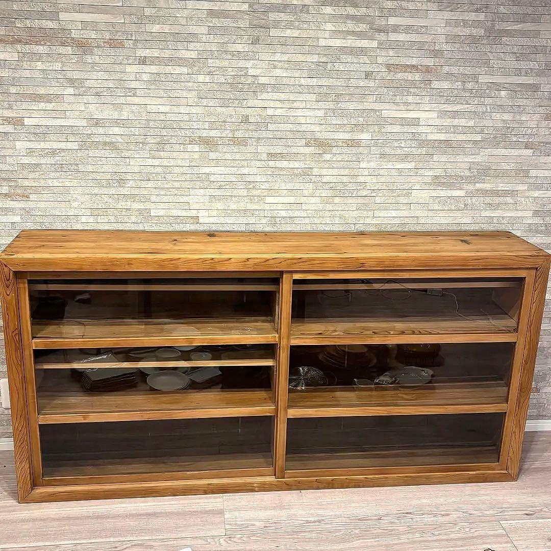 古家具　水屋箪笥　キャビネット 食器棚　収納　本箱　ガラス　古道具　アンティーク