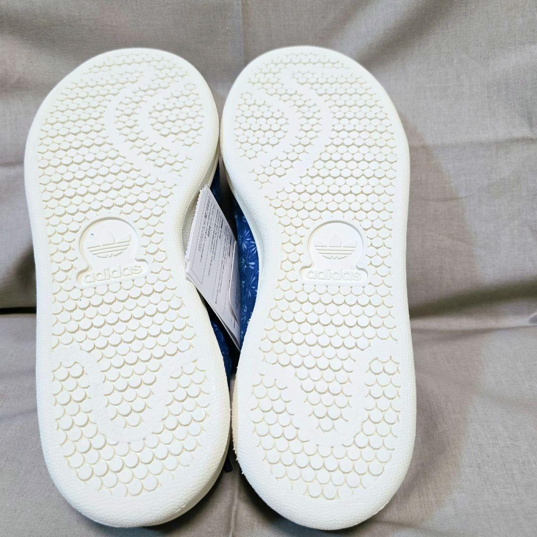 【極美品】adidas StanSmith 花柄ミュール靴　ブルー　23.5cm