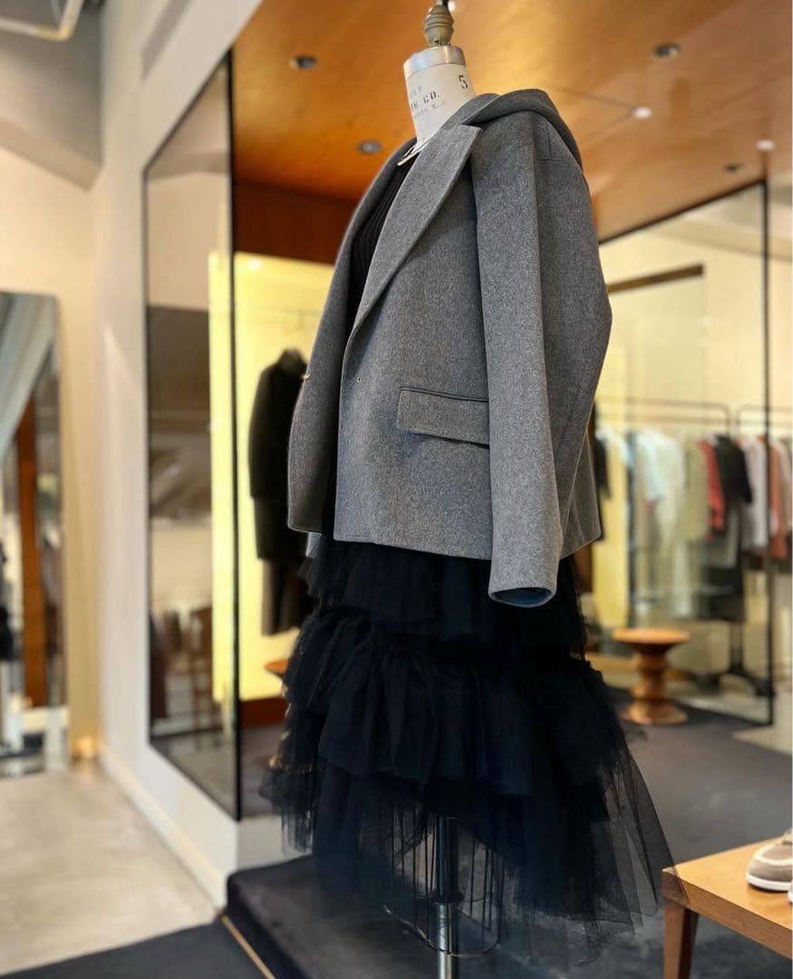 こ*ま様 ドゥロワー Drawer フード　ウールショートコート 36