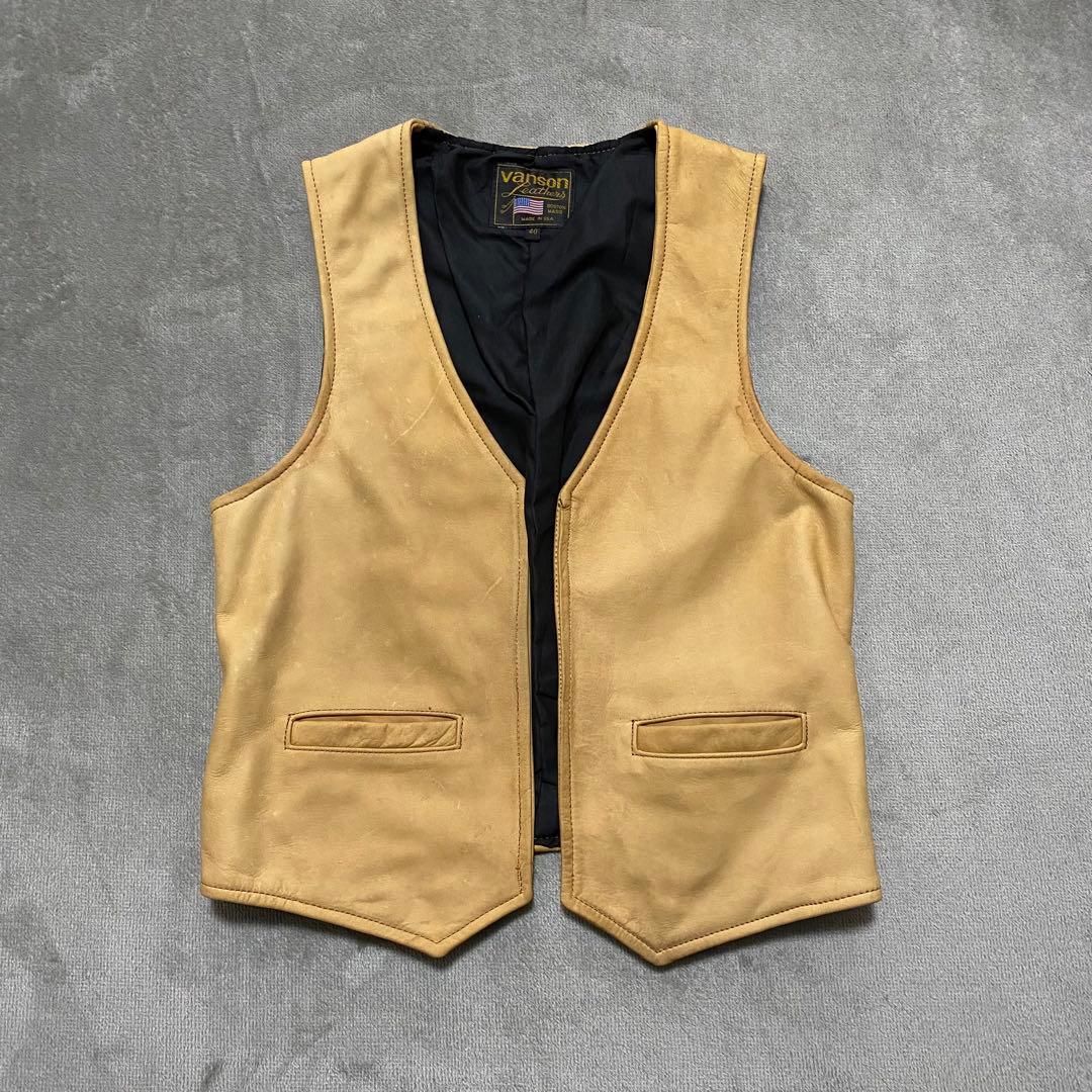 VANSON Leathers スウェードレザーベスト USA 製 タンカラー