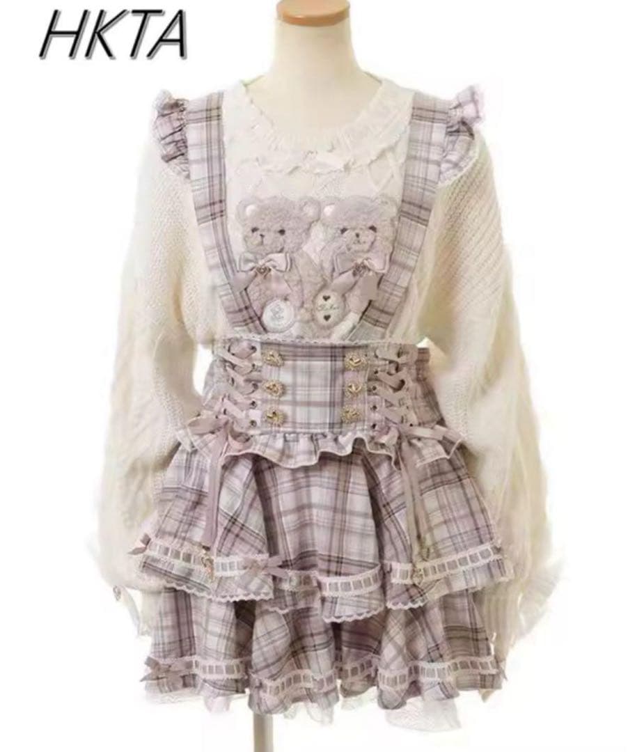 LIZLISA リズリサ ハシゴギンガムティアードスカパン ピンク