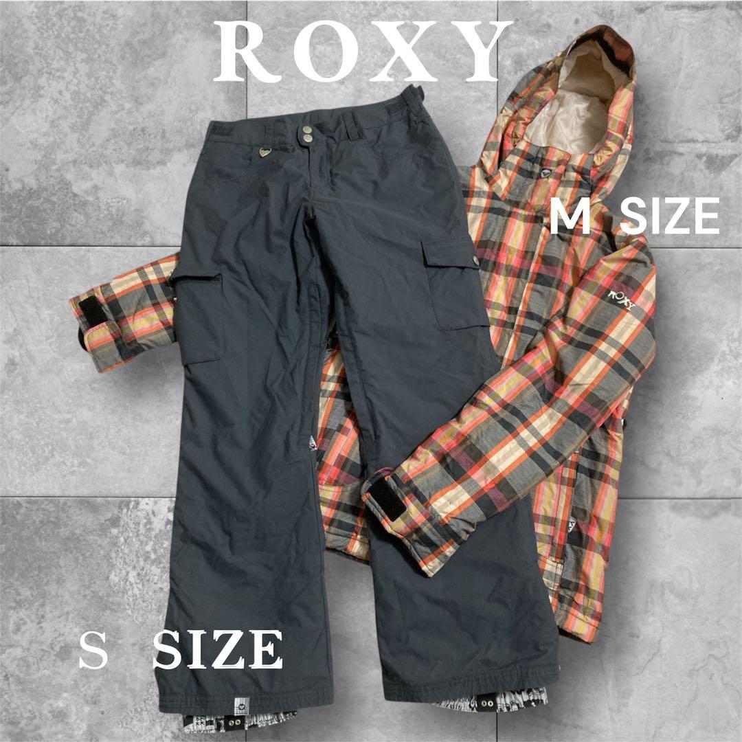 ROXY スノーボード(スキー)ウェアセット 上はM、下はSサイズ チェック柄
