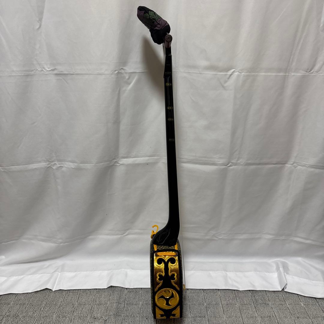 B076 沖縄 三線 蛇三線 人工皮 蛇柄 三味線 和楽器 ケース 付き