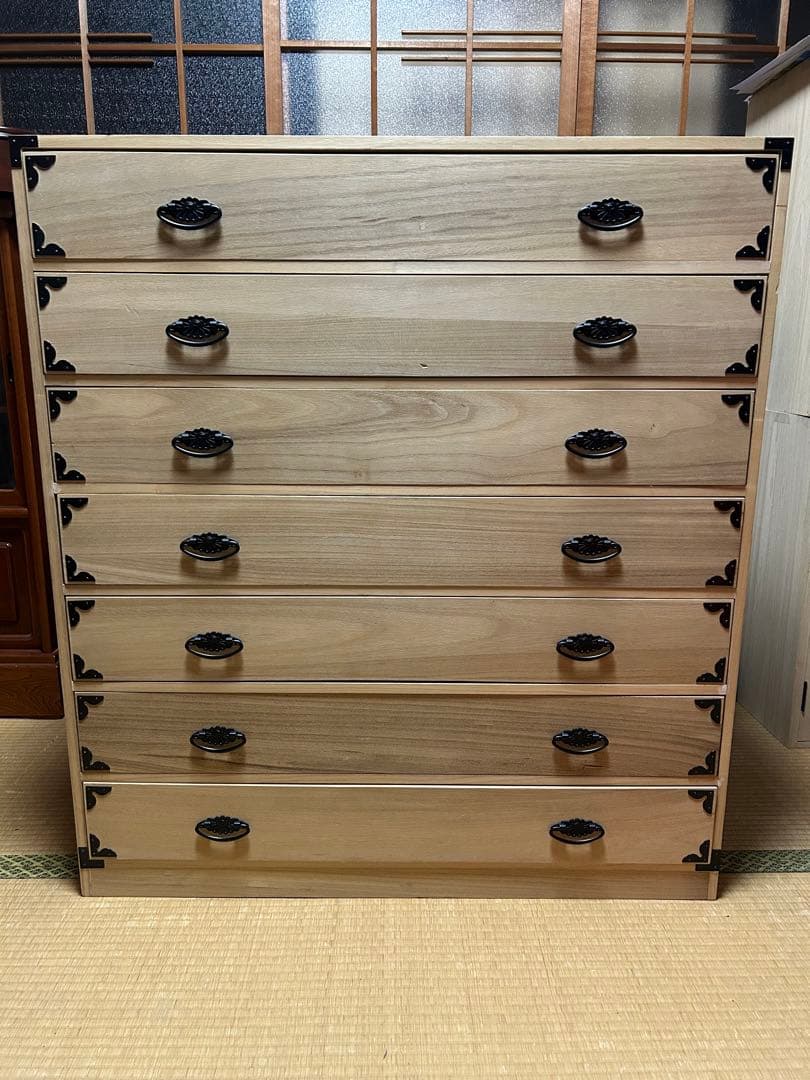 総桐衣装箪笥　7段　桐箪笥　たんす　タンス　引き出し　着物　天然木桐　和