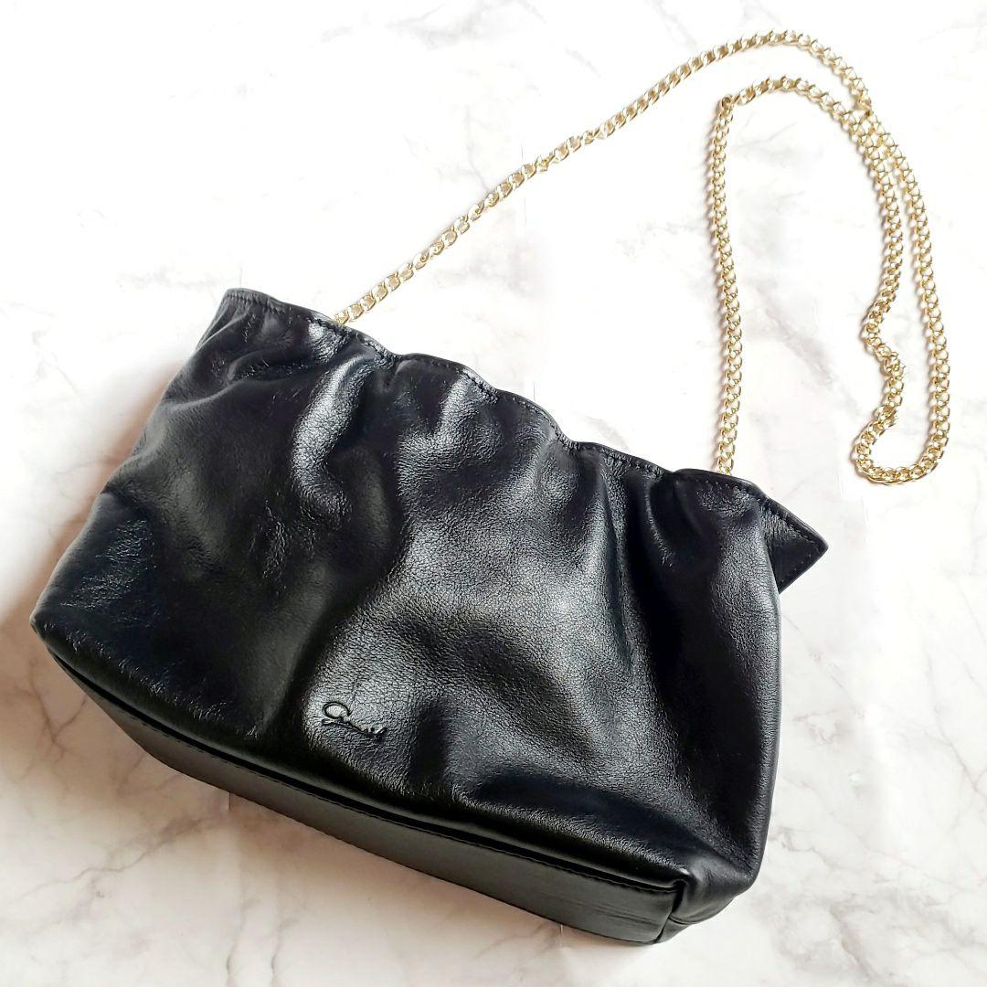 gemeil 2way ギャザーチェーンバッグ　ブラック　ジェムイル