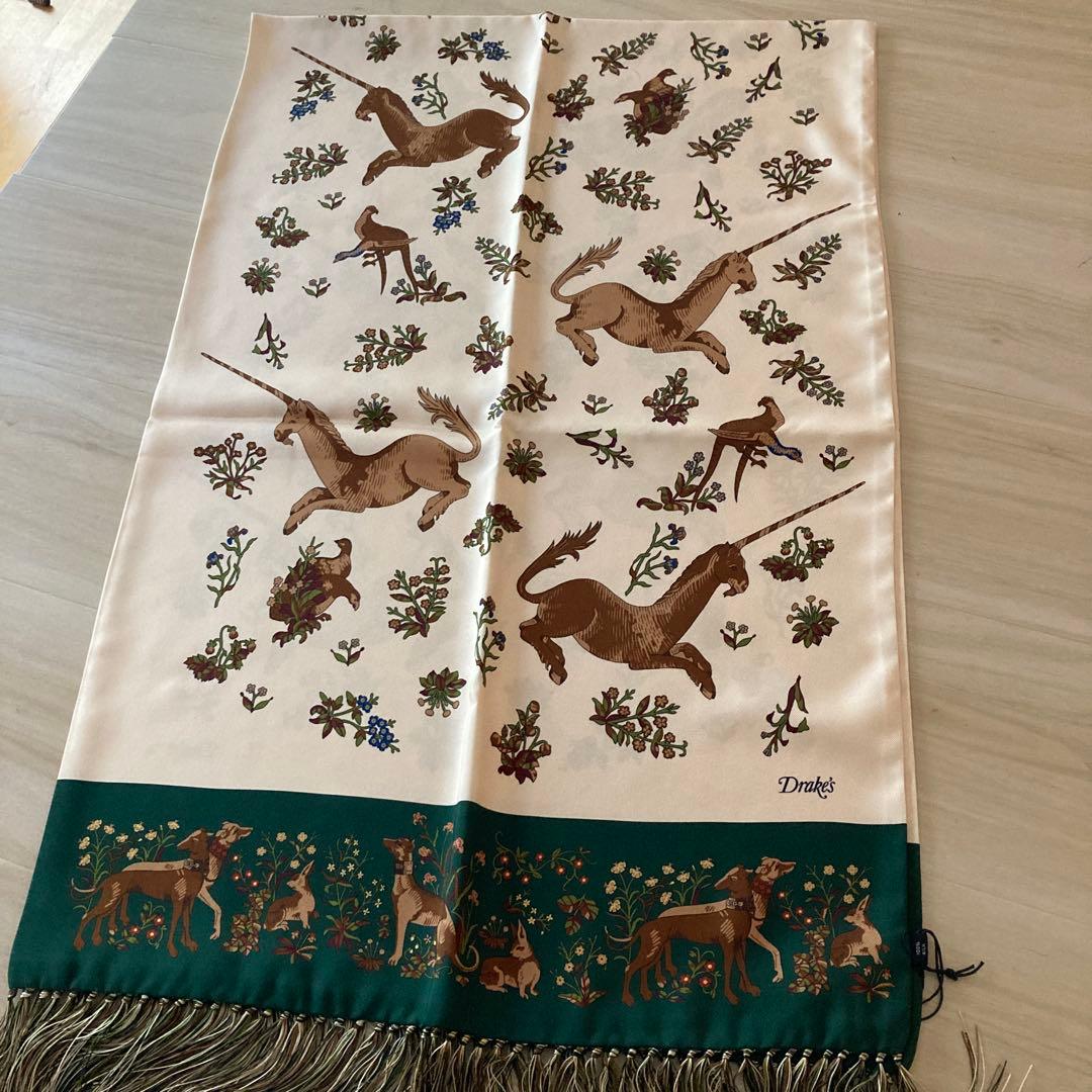 未使用　保管品　ドレイクス　Drake's シルク100% ストール　英国製