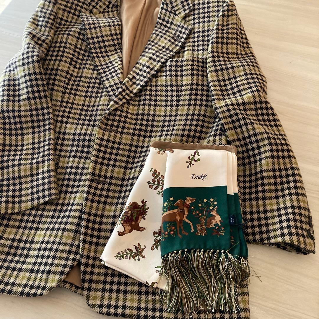 未使用　保管品　ドレイクス　Drake's シルク100% ストール　英国製