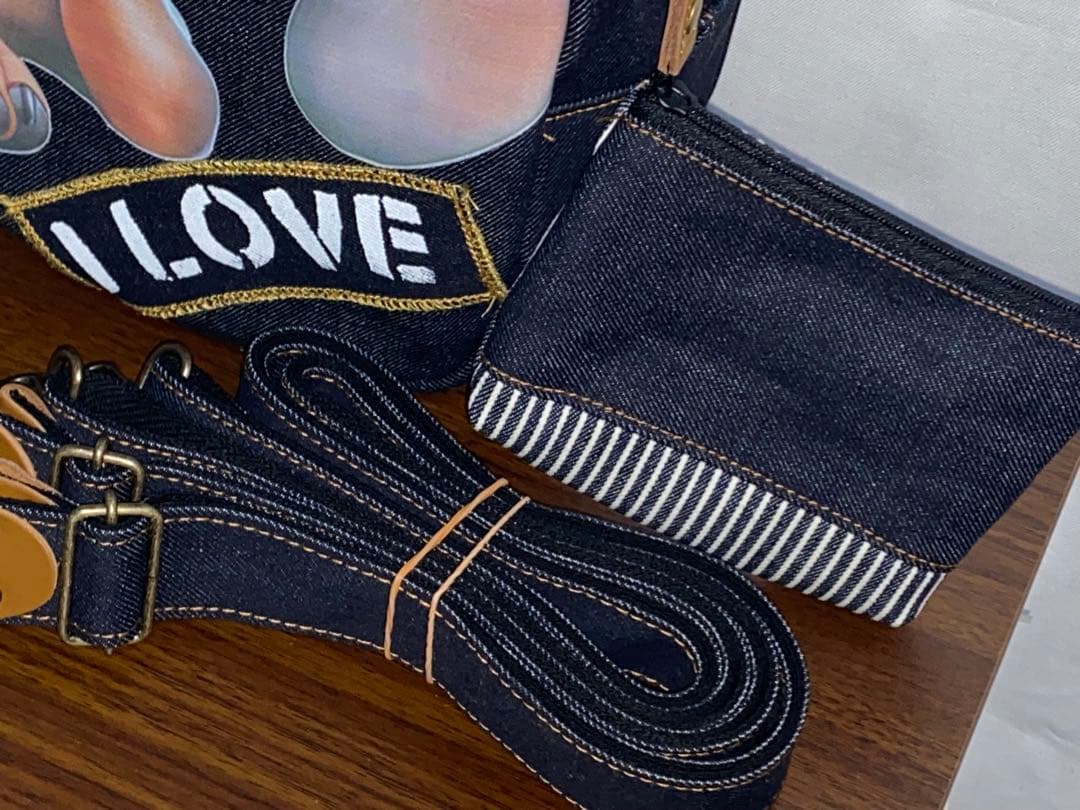 男女兼用☆岡山デニム☆ダックス☆ステンシル♪リュックorワンショルダーバッグ