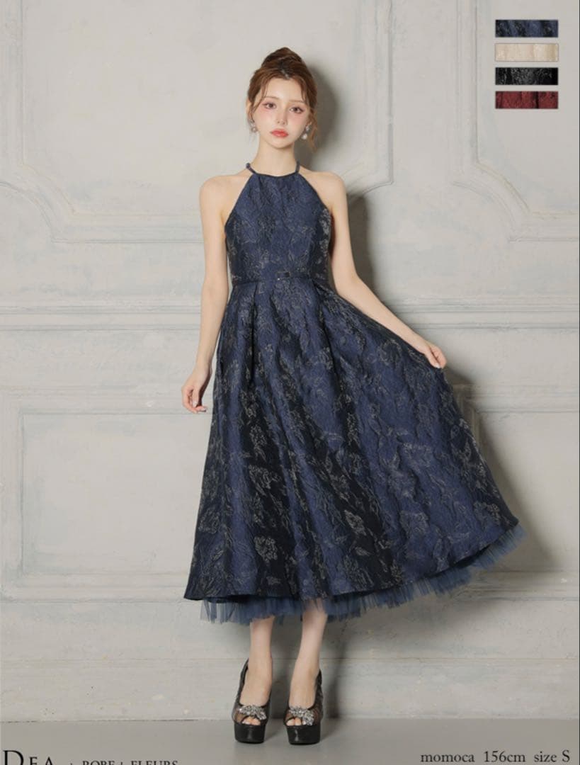 ROBE de fleurs xsサイズ ネイビー キャバドレス