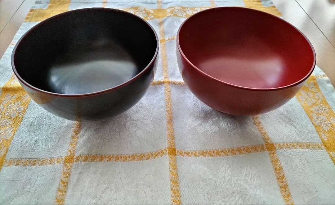 おやま椀（大）　滴生舎作　全行程浄法寺漆使用　朱・溜セット