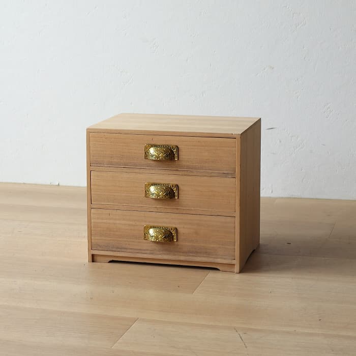 アンティーク 整理箱 タンス 古家具 キリ 引き出し3杯 無塗装