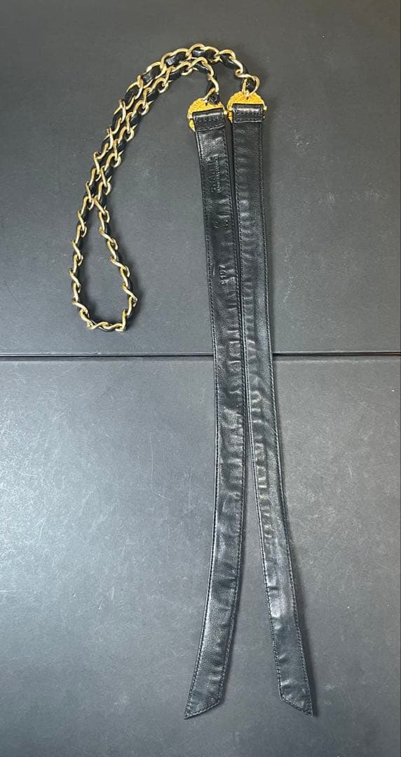 た*や様 CHANEL シャネル ココマーク リボン チェーン ベルト ブラック