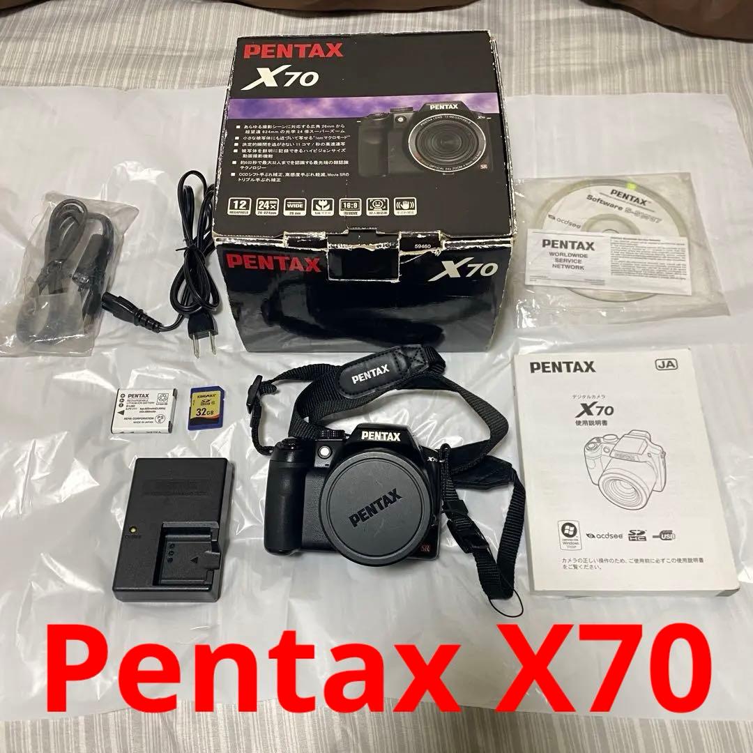 PENTAX X70 ネオ一眼デジカメ 24倍ズーム 付属品多数 動作品