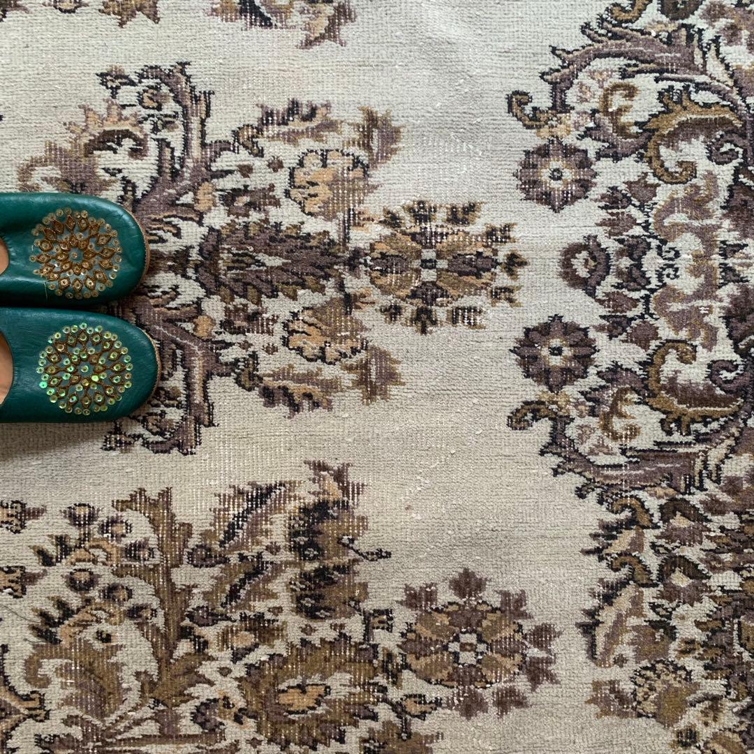 超大判　幅広　252× 147 トルコヴィンテージラグ　ボタニカル　雅紀さん