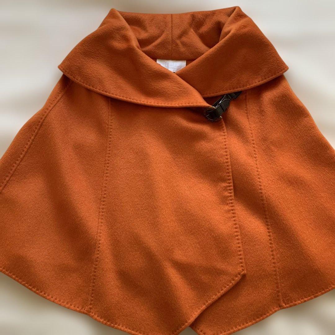 カシミヤ100% 自由区　オレンジ ケープコート