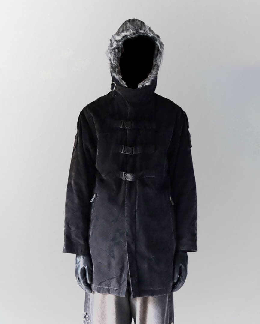 Y2K archive ブラック フェイクファーコート フード トグル アウター
