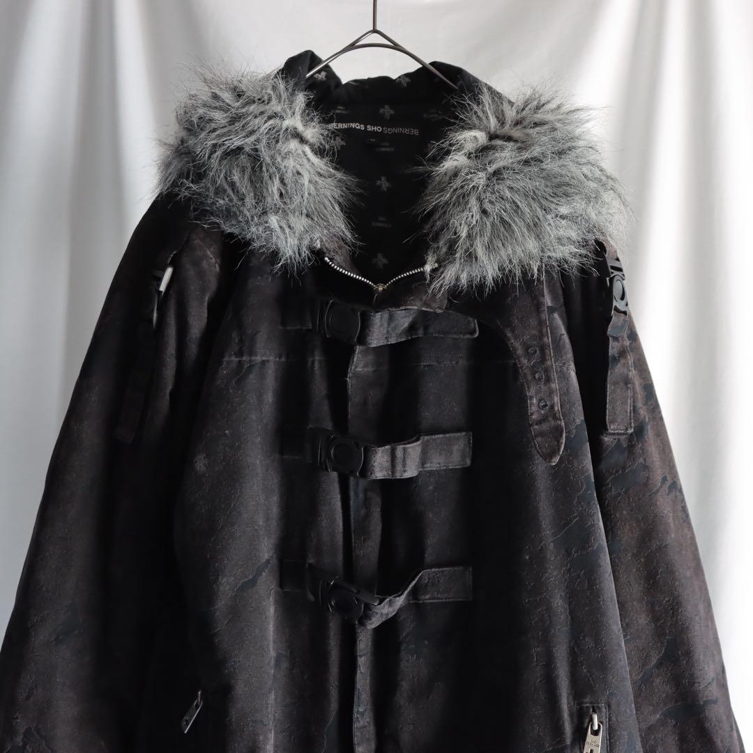 Y2K archive ブラック フェイクファーコート フード トグル アウター